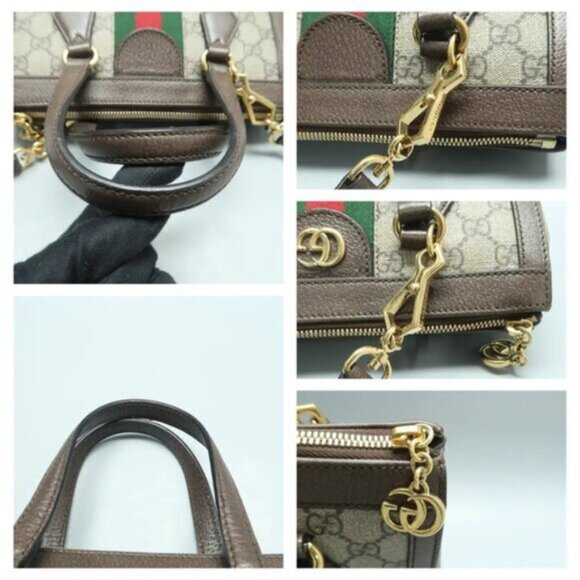 GUCCI Ophidia Brown Canvas Satchel Bag 950-100225 - Picture 8 of 12